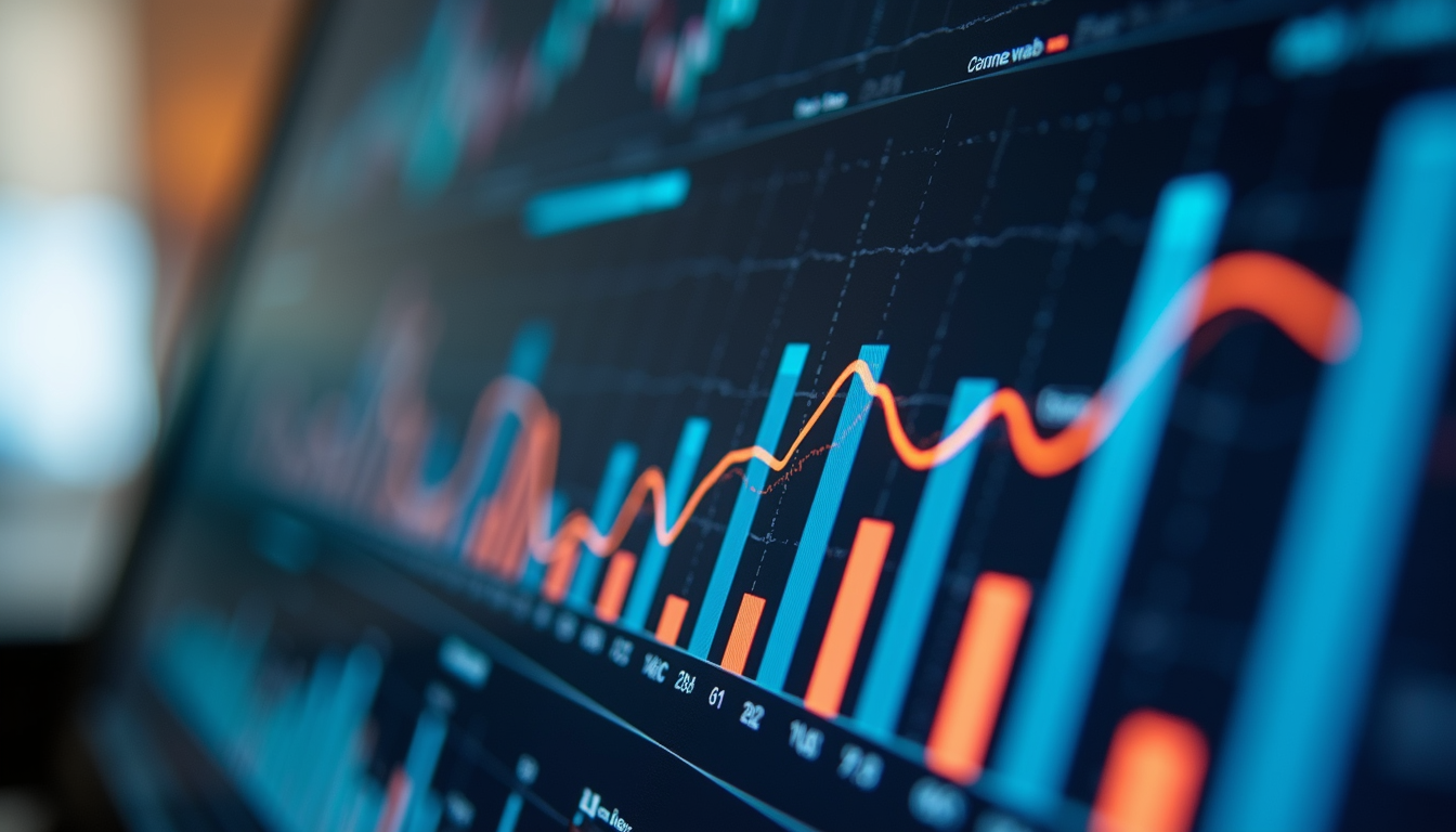 Business intelligence charts and graphs on a computer screen